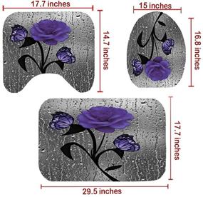 img 1 attached to 🦋 Purple Rose Butterfly Floral Shower Curtain Set with Non-Slip Rugs, Toilet Lid Cover, and Durable Medium-Sized Bathroom Accessories
