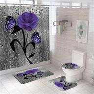 🦋 purple rose butterfly floral shower curtain set with non-slip rugs, toilet lid cover, and durable medium-sized bathroom accessories logo