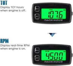 img 3 attached to 🌿 Runleader Счетчик работы и оборотов со встроенным тахометром, функцией напоминания о техобслуживании, оповещением о частоте вращения, подсветкой дисплея и заменяемым аккумулятором - идеально подходит для газонокосилки ZTR, трактора, генератора, внешнего мотора, квадроцикла, гидроцикла и мотоцикла.