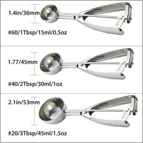 img 3 attached to 🍪 Cookie Scoop Set - 1 Tbsp, 2 Tbsp, 3 Tbsp - Pack of 3 Cookie Scoops for Baking - Stainless Steel Ice Cream Scoop with Trigger