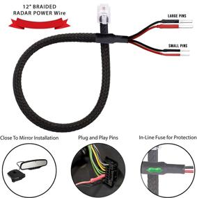 img 4 attached to Enhanced Radar Detector Power Cord Kit with Mirror Plug Wire Tap for Escort, Valentine One, Uniden, Beltronics - Efficient Hardwire Solution with Braided Dual Size Pins and Inline Fuse