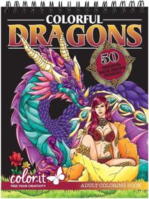 img 4 attached to 🐉 Colorful Dragons Adult Coloring Book by ColorIt - 50 Single-Sided Designs, Thick Smooth Paper, Lay Flat Hardback Covers, Spiral Bound, USA Printed - Dragon Pages to Color