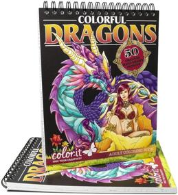 img 3 attached to 🐉 Colorful Dragons Adult Coloring Book by ColorIt - 50 Single-Sided Designs, Thick Smooth Paper, Lay Flat Hardback Covers, Spiral Bound, USA Printed - Dragon Pages to Color