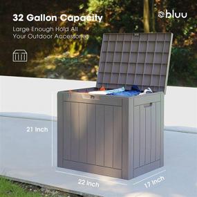 img 3 attached to BLUU 32-Gallon Outdoor Deck Box for Patio Cushions, Pillows, Pool Toys, Garden Tools, and Hose Storage - Waterproof with Lockable Lid & Side Handles, Wood Grain Texture in Taupe