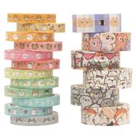 🐱 sodagreen kawaii animal washi tape - 18 rolls: cat, corgi dog, bunny designs for bullet journal, crafts, holiday decoration logo