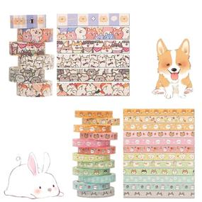 img 3 attached to 🐱 Sodagreen Kawaii Animal Washi Tape - 18 Rolls: Cat, Corgi Dog, Bunny Designs for Bullet Journal, Crafts, Holiday Decoration