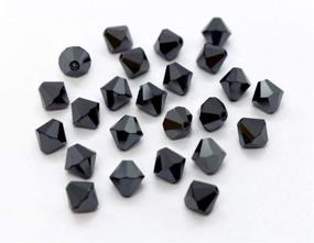 img 3 attached to 💎 100pcs Genuine Preciosa 4mm (0.16 Inch) Small Bicone Crystal Beads Jet Hematite | Compatible with Swarovski Crystals 5301/5328 | Pre-B431
