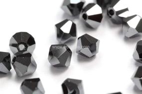 img 2 attached to 💎 100pcs Genuine Preciosa 4mm (0.16 Inch) Small Bicone Crystal Beads Jet Hematite | Compatible with Swarovski Crystals 5301/5328 | Pre-B431
