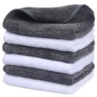 🧺 ultra soft and absorbent sinland microfiber face cloths: reusable makeup remover cloth for bath, baby, and more - 6 pack white and grey, 12inch x 12inch logo