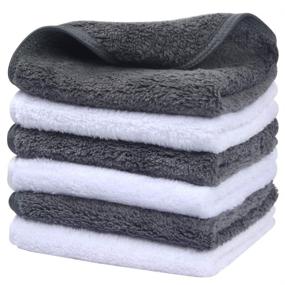 img 4 attached to 🧺 Ultra Soft and Absorbent Sinland Microfiber Face Cloths: Reusable Makeup Remover Cloth for Bath, Baby, and More - 6 Pack White and Grey, 12Inch x 12Inch