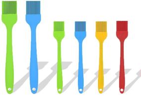 img 4 attached to 👨 6 Pack Silicone Basting Pastry Brush Set for Cooking, Baking, BBQ Grilling - Spread Oil, Butter, Sauce, Marinades on Cakes, Meat, Sausages, Desserts