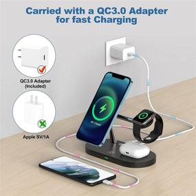 img 1 attached to 🔌 4 in 1 Magnetic Wireless Charger: Fast Charging Station for iPhone 13/12, iWatch 7/SE, Airpods 2/Pro
