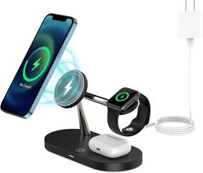 img 4 attached to 🔌 4 in 1 Magnetic Wireless Charger: Fast Charging Station for iPhone 13/12, iWatch 7/SE, Airpods 2/Pro
