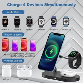 img 2 attached to 🔌 4 in 1 Magnetic Wireless Charger: Fast Charging Station for iPhone 13/12, iWatch 7/SE, Airpods 2/Pro