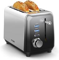 🍞 compact 2 slice toaster, fimei stainless steel bagel bread toasters with wide slots, 7 browning settings, bagel/defrost/cancel functions, gradient gray логотип