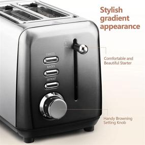 img 3 attached to 🍞 Compact 2 Slice Toaster, FIMEI Stainless Steel Bagel Bread Toasters with Wide Slots, 7 Browning Settings, Bagel/Defrost/Cancel Functions, Gradient Gray