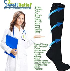 img 1 attached to 🧦 Classic Designs Compression Socks: 4 Pairs for Men and Women, 15-20mmHg Graduated Support