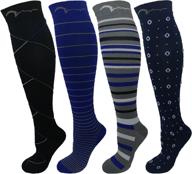 🧦 classic designs compression socks: 4 pairs for men and women, 15-20mmhg graduated support logo