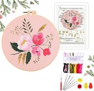 🌸 yinva embroidery kits for beginners: colorful flower cross stitch starter set with chinese style pink flowers, hoop, thread, and scissor logo