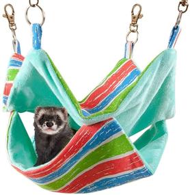 img 4 attached to 🐿️ Meric Ferret Hammock: 14x14 Inches Cotton Sleeping Nest for Small Animals with Warm Cashmere Lining and Durable Canvas Mat