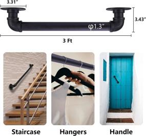 img 3 attached to 🔧 Unilive Metal Industrial Pipe Stair Handrail: Durable 3FT Galvanized Railing for Indoor & Outdoor Use, Matte Black Finish