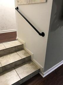 img 1 attached to 🔧 Unilive Metal Industrial Pipe Stair Handrail: Durable 3FT Galvanized Railing for Indoor & Outdoor Use, Matte Black Finish