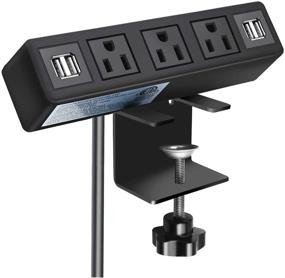 img 4 attached to 🔌 Convenient and Versatile 3 AC Outlet Desk Clamp Power Strip with USB Charging Station and Long Cable
