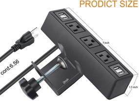 img 2 attached to 🔌 Convenient and Versatile 3 AC Outlet Desk Clamp Power Strip with USB Charging Station and Long Cable