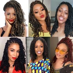 img 1 attached to 🔥 8-Inch Crochet Braids for Black Women - Ombre Red Spring Twists, Passion Twist, Water Wave - Perfect for Butterfly Locs, Nubian Twist - 110g Braiding Hair Extensions (Pack of 4, T1B-350)