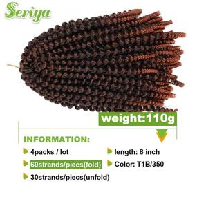 img 2 attached to 🔥 8-Inch Crochet Braids for Black Women - Ombre Red Spring Twists, Passion Twist, Water Wave - Perfect for Butterfly Locs, Nubian Twist - 110g Braiding Hair Extensions (Pack of 4, T1B-350)