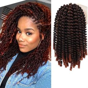 img 4 attached to 🔥 8-Inch Crochet Braids for Black Women - Ombre Red Spring Twists, Passion Twist, Water Wave - Perfect for Butterfly Locs, Nubian Twist - 110g Braiding Hair Extensions (Pack of 4, T1B-350)