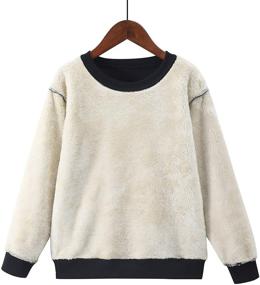 img 3 attached to 🧥 Gihuo Unisex Boy's Girls Winter Warm Sherpa Lined Crewneck Pullover Sweatshirt (Black-S): Cozy Stylish Comfort