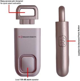img 3 attached to 🔒 MaxxmAlarm instAlert 130dB Персональная тревожная сигнализация: увеличенная безопасность с заменяемыми батареями - Матовое золото розовое издание