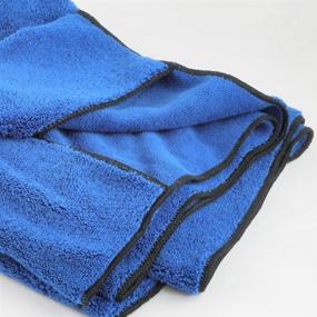 img 1 attached to 🔵 Zwipes Large Premium Microfiber Drying Towel 670-2PK, 2-Pack - Pocketed Plush Lint-Free Cloth, Blue (Size: 40"x 25")