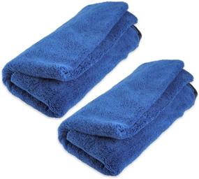 img 2 attached to 🔵 Zwipes Large Premium Microfiber Drying Towel 670-2PK, 2-Pack - Pocketed Plush Lint-Free Cloth, Blue (Size: 40"x 25")