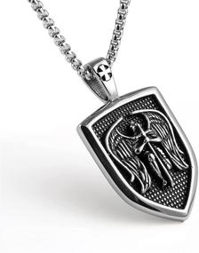 img 3 attached to Saint Michael Pendant - Archangel Talisman Necklace | Catholic Religious Jewelry by HZMAN