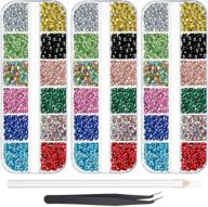 diy manicure essential: 9000 heat-activated flatback rhinestones set with tweezers & picking pen – 3 sizes, 12 colors – perfect for face art, clothes, bags! logo