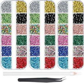 img 4 attached to DIY Manicure Essential: 9000 Heat-Activated Flatback Rhinestones Set with Tweezers & Picking Pen – 3 Sizes, 12 Colors – Perfect for Face Art, Clothes, Bags!