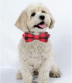 img 3 attached to 🐶 Malier 2 Pack Dog Collar with Bow tie, Christmas Plaid Pattern Adjustable Buckle for Small Medium Large Dogs Cats Pets