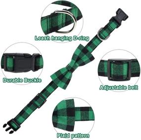 img 2 attached to 🐶 Malier 2 Pack Dog Collar with Bow tie, Christmas Plaid Pattern Adjustable Buckle for Small Medium Large Dogs Cats Pets