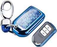 yijinsheng tpu car key soft plating protection shell case cover for honda civic, accord, cr-v,pilot smart key: blue keyless remote fob shell logo