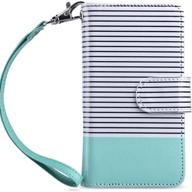 📱 ulak ipod touch 7 case, wallet case for ipod touch 7th generation, pu leather flip cover with card holder stand, shockproof folio case for ipod touch 5/6/7, mint stripes logo