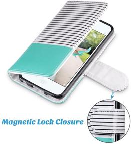 img 3 attached to 📱 ULAK iPod Touch 7 Case, Wallet Case for iPod Touch 7th Generation, PU Leather Flip Cover with Card Holder Stand, Shockproof Folio Case for iPod Touch 5/6/7, Mint Stripes