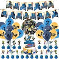 🎉 zelda birthday party pack - 50 pcs theme game decorations including happy birthday banner, cake topper, cupcake toppers, and balloons логотип