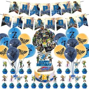 img 4 attached to 🎉 Zelda Birthday Party Pack - 50 Pcs Theme Game Decorations including Happy Birthday Banner, Cake Topper, Cupcake Toppers, and Balloons