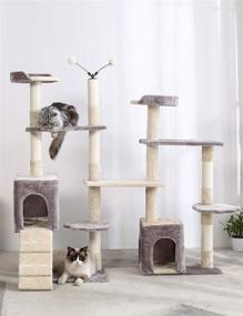 img 4 attached to 🐱 51-Inch Cat Tree Tower HYABi - Deformable Cat Apartment with Sisal Grab Pole - Cat Furniture Activity Center and House