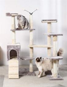 img 3 attached to 🐱 51-Inch Cat Tree Tower HYABi - Deformable Cat Apartment with Sisal Grab Pole - Cat Furniture Activity Center and House