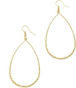 img 4 attached to 💫 Columbus Stunning 14K Gold & Rhodium Plated Teardrop Hoop Earrings with Hammered Texture - Lightweight Statement Accessories