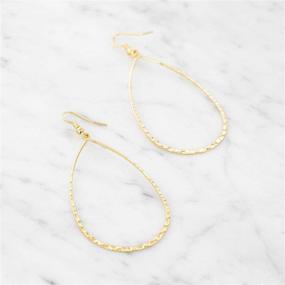 img 1 attached to 💫 Columbus Stunning 14K Gold & Rhodium Plated Teardrop Hoop Earrings with Hammered Texture - Lightweight Statement Accessories