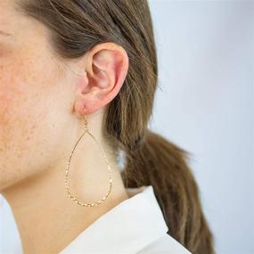 img 3 attached to 💫 Columbus Stunning 14K Gold & Rhodium Plated Teardrop Hoop Earrings with Hammered Texture - Lightweight Statement Accessories